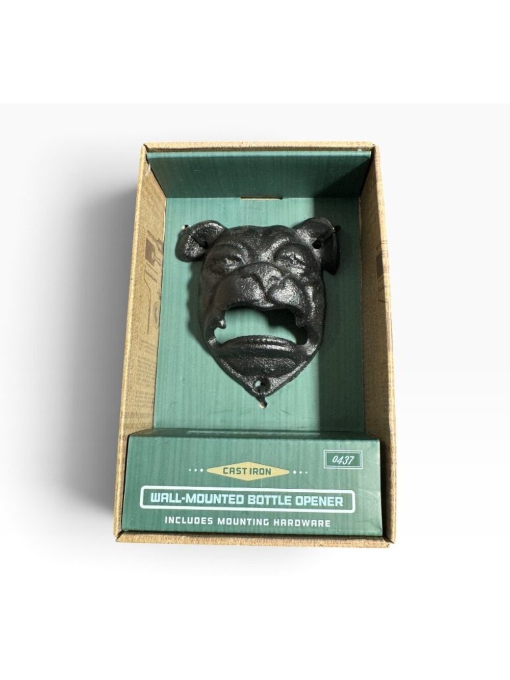Bulldog Cast Iron Wall-Mounted Bottle Opener With Mounting Hardware